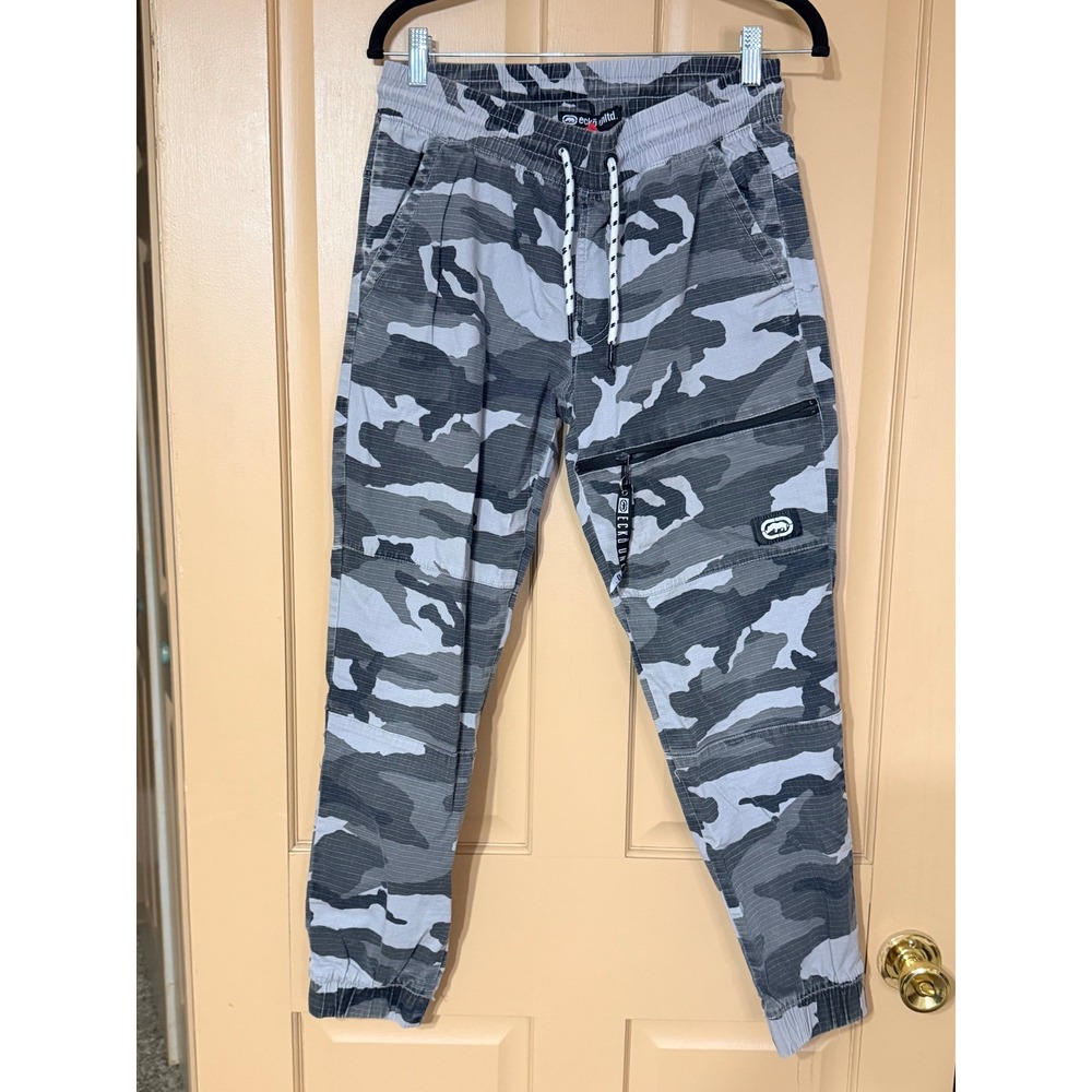 Ecko Unltd Mens‎ Grey Camo Ripstop Joggers Streetwear Cargo Pants Size Small